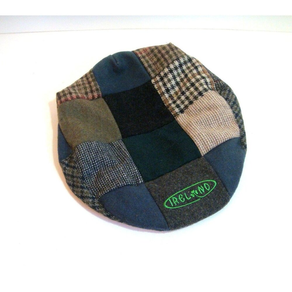 Irish Tweed Flat Cap Patchwork Wool - image 1